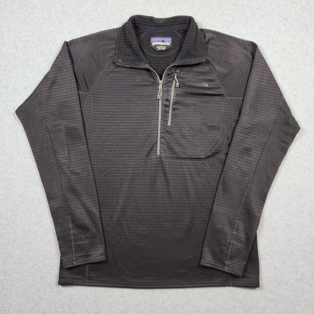 Patagonia R1 Pullover Mens Medium Black Fleece 1/2 Zip Polartec Waffle Regulator